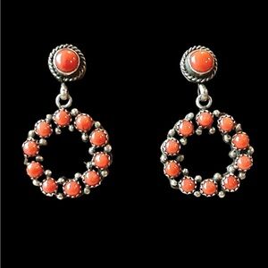 Authentic Selena Warner Navajo Orange Spiny Oyster Sterling Silver Earrings